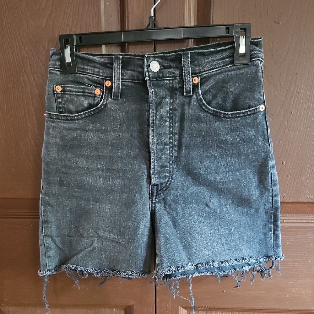 Levi's Faded Black Ribcage Cutoff Shorts